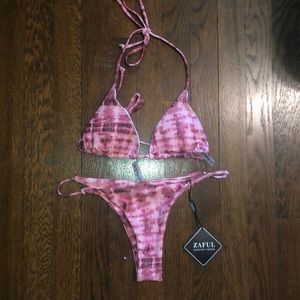 Zaful pink tie dye triangle bikini